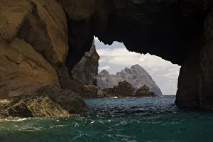 Nuno Sa Prints: Furadinho cave, regularly visited by Monk seal (Monachus monachus) with view of Bugio Island