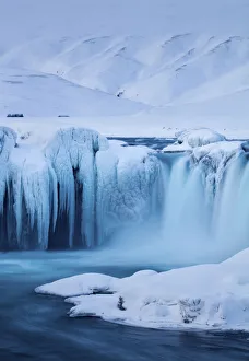 Blue Prints: Godafoss in winter, Bardardalur district of North-Central Iceland, March 2016