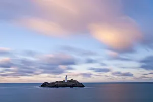 Images Dated 18th January 2011: Godrevy Lighthouse in evening light. Gwithian, West Cornwall, UK, January 2011
