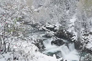 Waterfall Prints: Gradas de Soaso waterfall on the Arazas river in winter