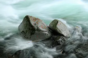 Photographic Effect Prints: Granite rocks amid the water flow in Joeu river