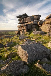 Twilight Prints: Great Staple Tor in evening light, Dartmoor, Devon, England, UK. September, 2010