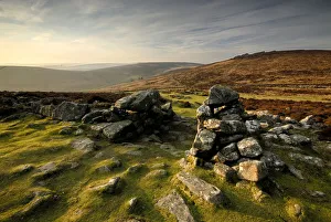 Grimspound Bronze Age settlement, Dartmoor, Devon. UK February 2007