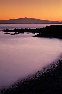 Mexico Prints: Gulf of California (Sea of Cortez) and Sierra El Pinacate mountain range at sunrise