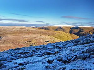 Cold Weather Prints: Helvellyn range as seen from High Raise, Lake District, Cumbria UK, December, 2022
