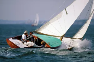 Herreshoff S-Boat Sturdy Beggar built in 1922 and restored by the International Yacht Restoration School (IYRS) in Newport, Rhode Island, USA