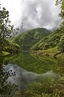 2019 July Highlights Collection: High altitude Boeri Lake in old volcano crater, Morne Trois Pitons National Park