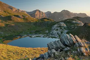 Southern Europe Prints: Ibon de Mallaruego in the evening light, Pyrenees, Huesca, Spain. August, 2024
