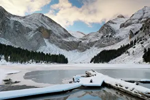 Aragon Prints: Ibon de Plan mountain lake in winter