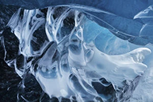 Ice cave beneath the Breidemerkurjokull glacier, eastern Iceland, March 2015