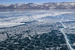 Asian Russia Gallery: Ice with cracks on Lake Baikal, aerial shot. Photographed for The Freshwater Project extended