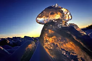 Images Dated 3rd March 2013: Ice formation at sunset, Lake Baikal, Siberia, Russia, March