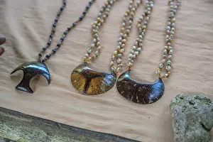 Culture Prints: Jewelery made from shells and turtle shells for sale in small coastal community near Kavieng