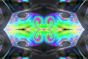 Composite Images Prints: Kaleidoscope montage ofm patterns on soap bubble showing light interference patterns