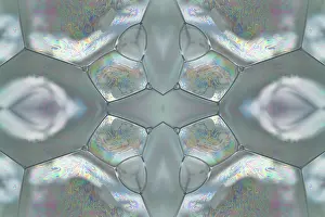 Composite Images Prints: Kaleidoscope montage ofm patterns on soap bubble showing light interference patterns