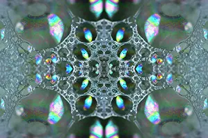 Composite Images Prints: Kaleidoscope montage ofm patterns on soap bubble showing light interference patterns