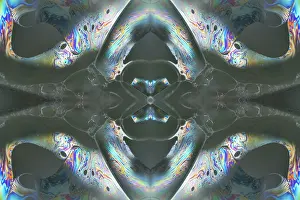 Composite Images Prints: Kaleidoscope montage ofm patterns on soap bubble showing light interference patterns