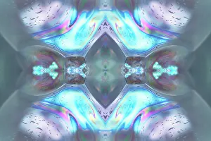 Composite Images Prints: Kaleidoscope montage ofm patterns on soap bubble showing light interference patterns
