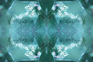 Composite Images Prints: Kaleidoscope montage ofm patterns on soap bubble showing light interference patterns