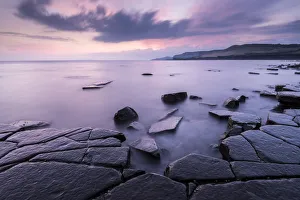 Tranquility Collection: Kimmeridge Bay ledges at sunset, Dorset, UK. September 2014