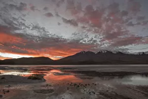 Images Dated 29th April 2017: Laguna Hedionda at sunrise, between Polques and Quetena, Altiplano, Bolivia, April 2017