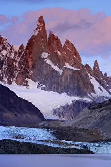 Laguna Torre and Grande glacier below Cerro Torre (3102 m) at dawn, Los Glaciares National Park