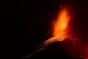 Volcano Gallery: Lava and ash erupting from volcano, Volcano Cumbre Vieja, La Palma, Canary Islands. November, 2021