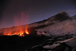 Lava flow in the Valley del Bove the Eastern side of Mount Etna Volcano