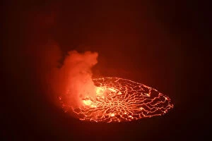 Rock Collection: Lava lake at night in the crater of Nyiragongo Volcano, Virunga National Park, North Kivu Province