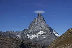 Lenticular cloud over the summit of the Matterhorn, Zermatt, The Alps, Switzerland. October, 2019