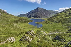 Footpath Prints: Llyn Idwal viewed from the path up to the Devils Kitchen with Pen yr Ole Wen in the background