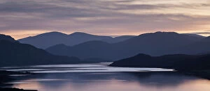Images Dated 16th November 2016: Loch Hope with hills silhouetted at sunset, Loch Hope, Sutherland, Scotland, November 2014