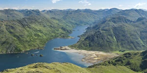 Loch Hourn and Barrisdale Bay in Mid Summer with blue skies. Knoydart, Scotland, UK