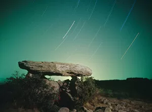 Long exposure of stars above a rock bridge in the Eastern Pyrenees. Alta Cerdanya