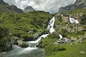 Long exposure of waterfalls along the Cirque de Troumouse road, Pyrenees National Park