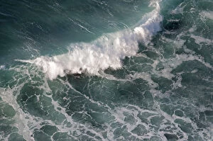Looking down on breaking wave off the Causeway coast, Antrim county, Northern Ireland