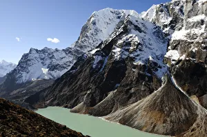 Himalaya Prints: Looking down on Cholatse Lake (4400m) in Sagarmatha National Park (World Heritage UNESCO)