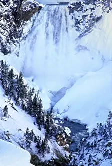 Frozen Prints: Lower Yellowstone Falls in snow, Yellowstone National Park, Wyoming, USA