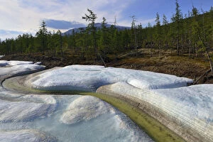 Images Dated 23rd June 2014: Meltwater stream through ice, Putoransky State Nature Reserve, Putorana Plateau, Siberia
