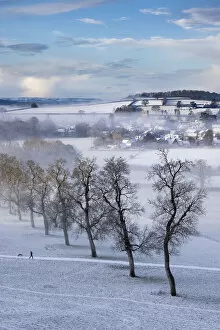 Milborne Port in the snow and the mist, Somerset, England, UK. January 2021