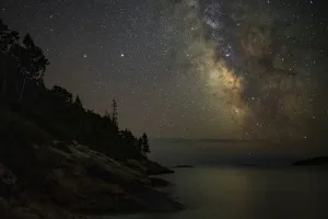 Images Dated 28th January 2022: The Milky Way over Sand Beach, Acadia National Park, Maine, USA. July, 2020
