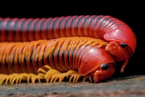 Legs Prints: Two Millipedes (Julidae) close up portrait, Mulu, Sarawak, Malaysia