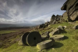Millstones made from millstone grit beneath Stannage Edge, Hathersage, Derbyshire, November 2016