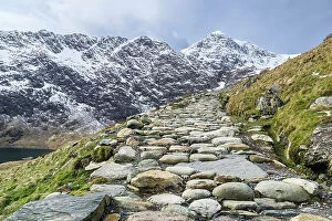 National Park Gallery: The Miners Track up Mount Snowdon on the right, with the summit back right. Snowdonia National Park