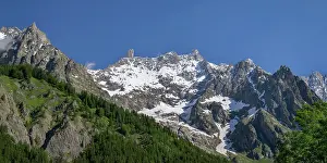 Italy Prints: Mont Blanc massif range in summer, Pre-Saint-Didler, near Courmayeur, Italy. July, 2024
