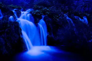 Waterfalls Collection: Moonlight on the Velike kaskade, Kaluderovac lake, Lower Lakes, Plitvice Lakes National Park