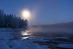 Moonrise at twilight, Putoransky State Nature Reserve, Putorana Plateau, Siberia, Russia