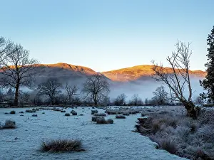 Cold Weather Prints: Morning mist across frost-covered landscape