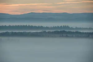 Morning mist over Vosges Mountain, France, October