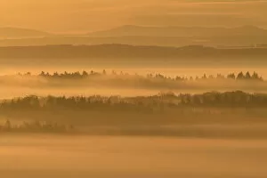 Autumn Gallery: Morning mist over Vosges mountain, France, October